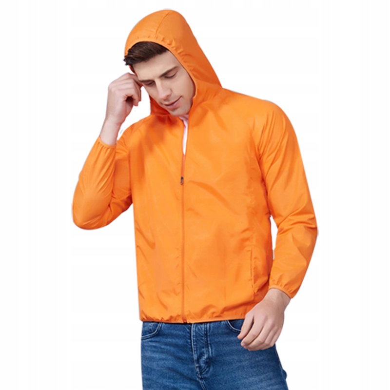 KURTKA PRZECIWDESZCZOWA Z KAPTUREM WIATRÓWKA LEKKA UNISEX POMARAŃCZOWA XXL Kod producenta KPDPOL