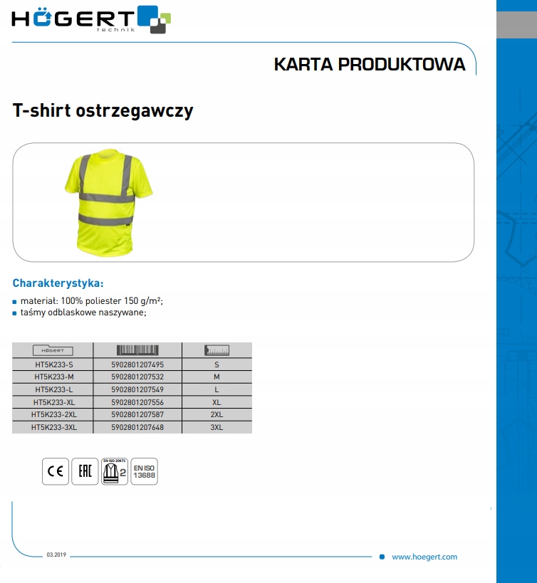 T-SHIRT ROBOCZY BHP KOSZULKA ROBOCZA ODBLASKOWA OSTRZEGAWCZA BHP ŻÓŁTA 2XL Model T-SHIRT