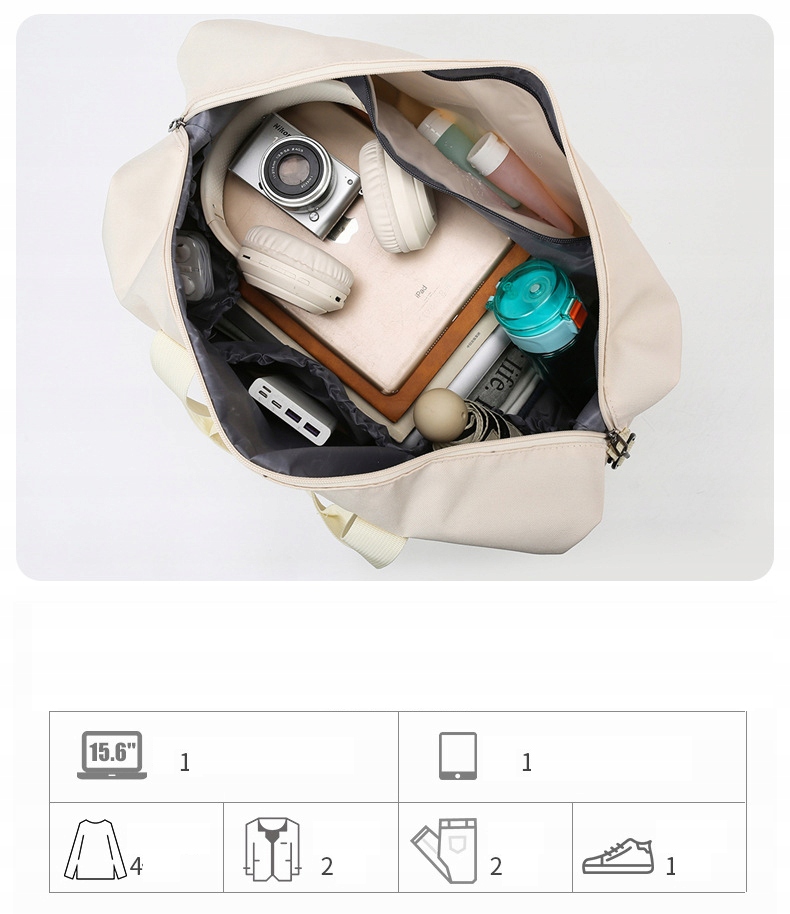 TORBA SPORTOWA DAMSKA PODRÓŻNA WEEKENDOWA TOILETRY BAG SET NA FITNESS 30 L Materiał dominujący poliester