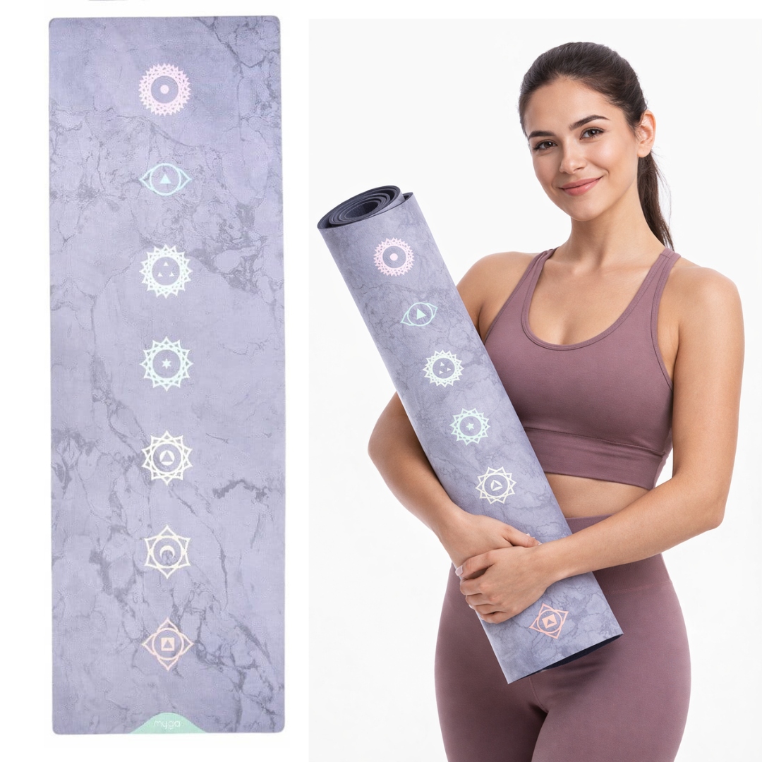 Kauczukowa mata do jogi myga Chakra Luxurious 3 mm z mikrofibrą