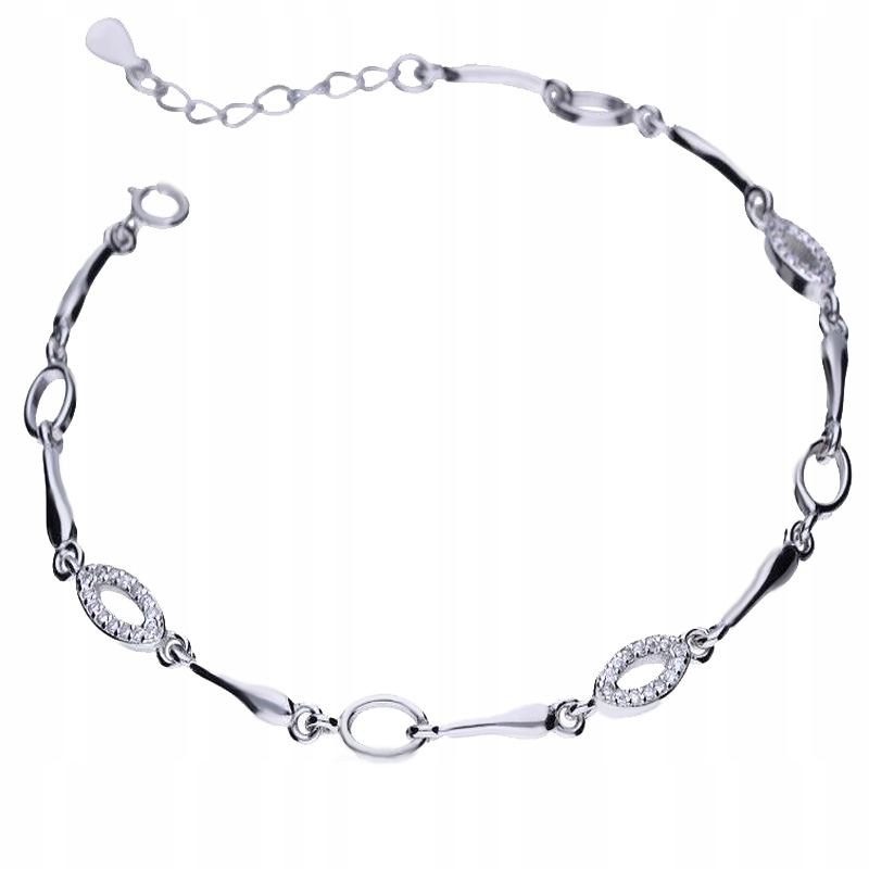 Stříbrný Dámský Náramek S Rhodiem A Zirkony