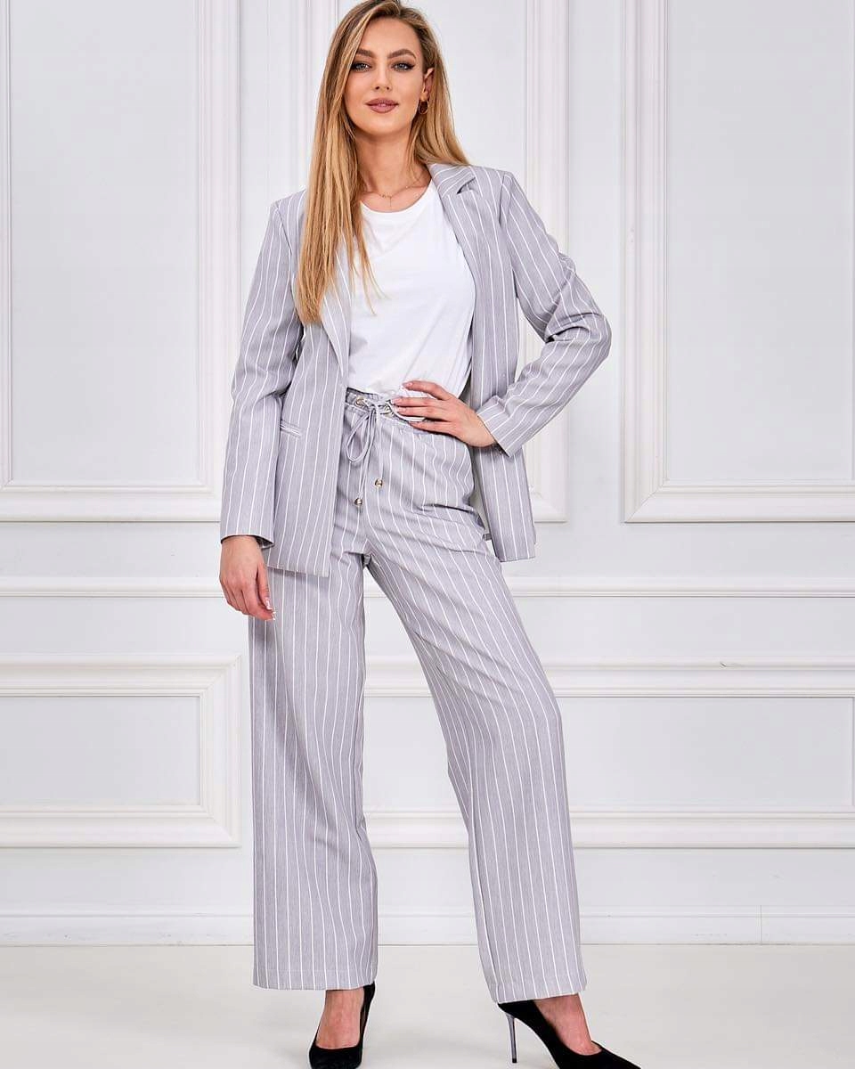 Sako Šedé pruhy Bílé 0653W Lalous vel S