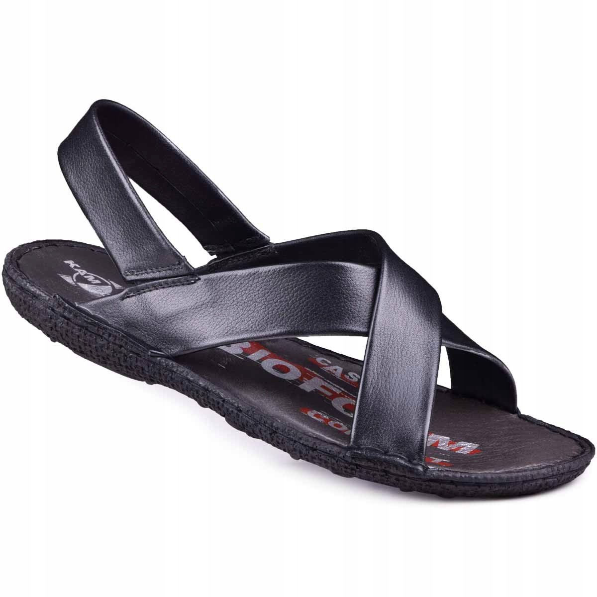 Sandały skórzane męskie skóra polskie czarne 43