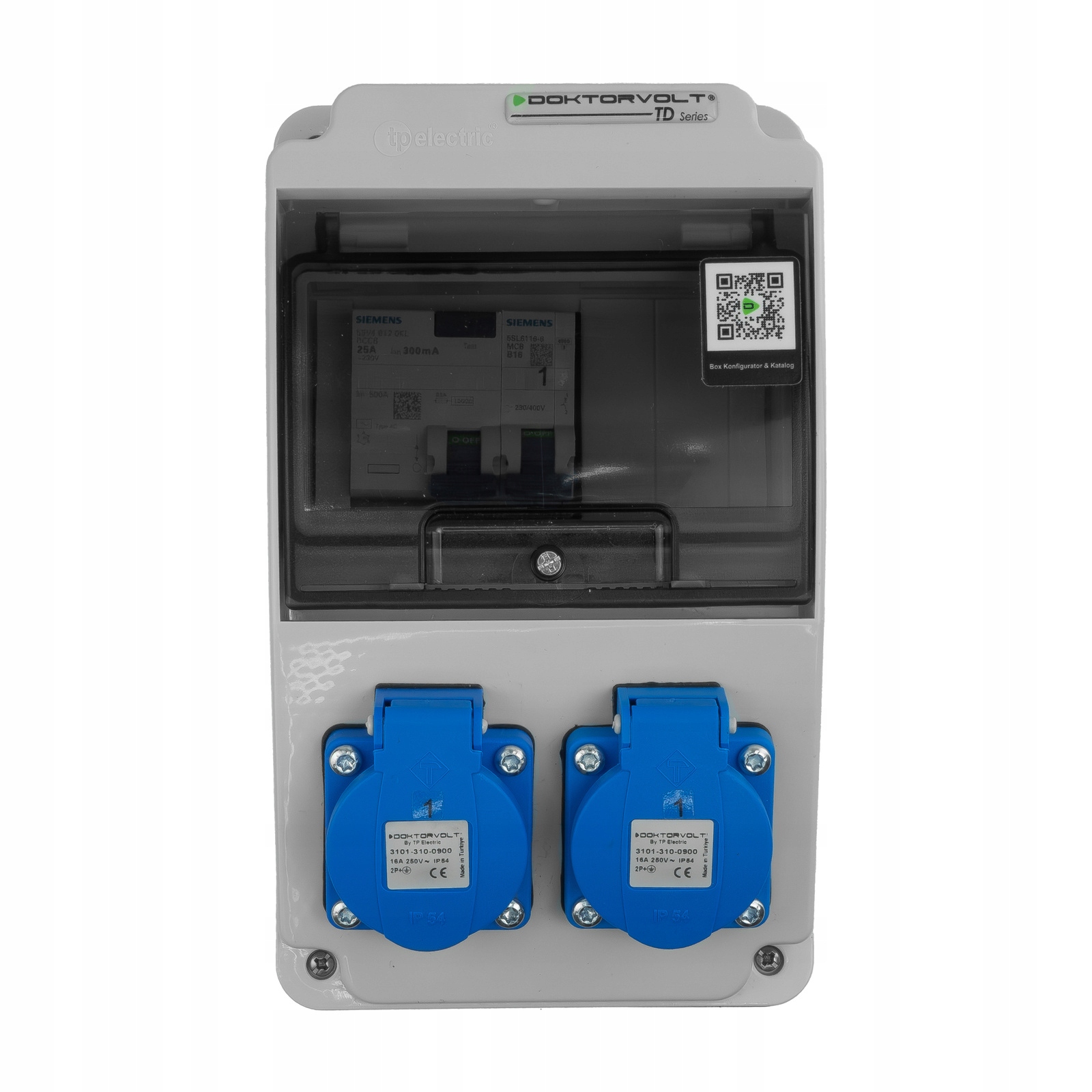 Stavebný Rozvádzač Erbetka 16A 2X230V IP54 Fi S Ochranou A Zásuvkami