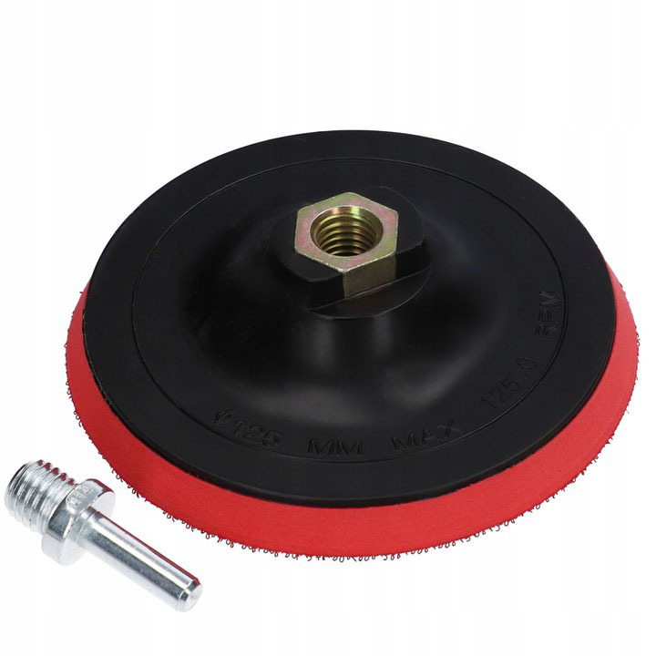 DYSK ELASTYCZNY Z RZEPEM 125MM M14 NA SZLIFIERKĘ WIERTARKĘ + ADAPTER