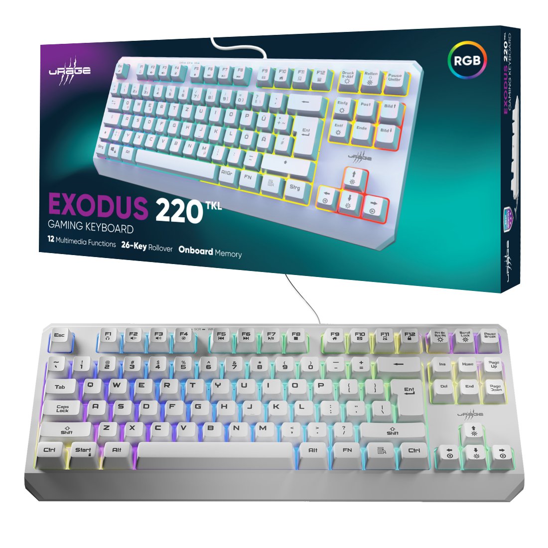KLAWIATURA GAMINGOWA URAGE EXODUS 220 TKL RGB ANTI-GHOSTING PRO UKŁAD PL
