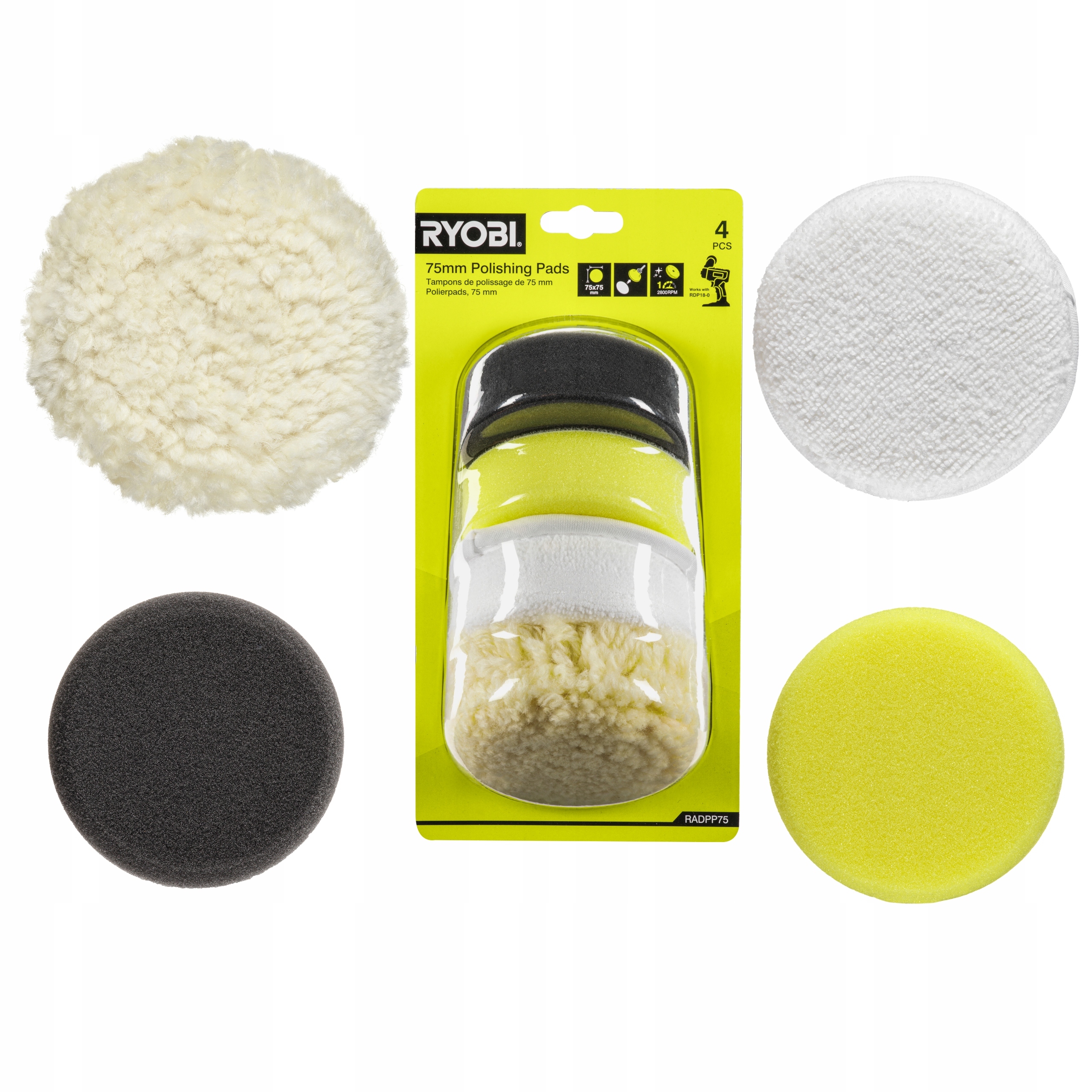 Ryobi Set Leštiaci Pad 4 Kusy 75MM RADPP75