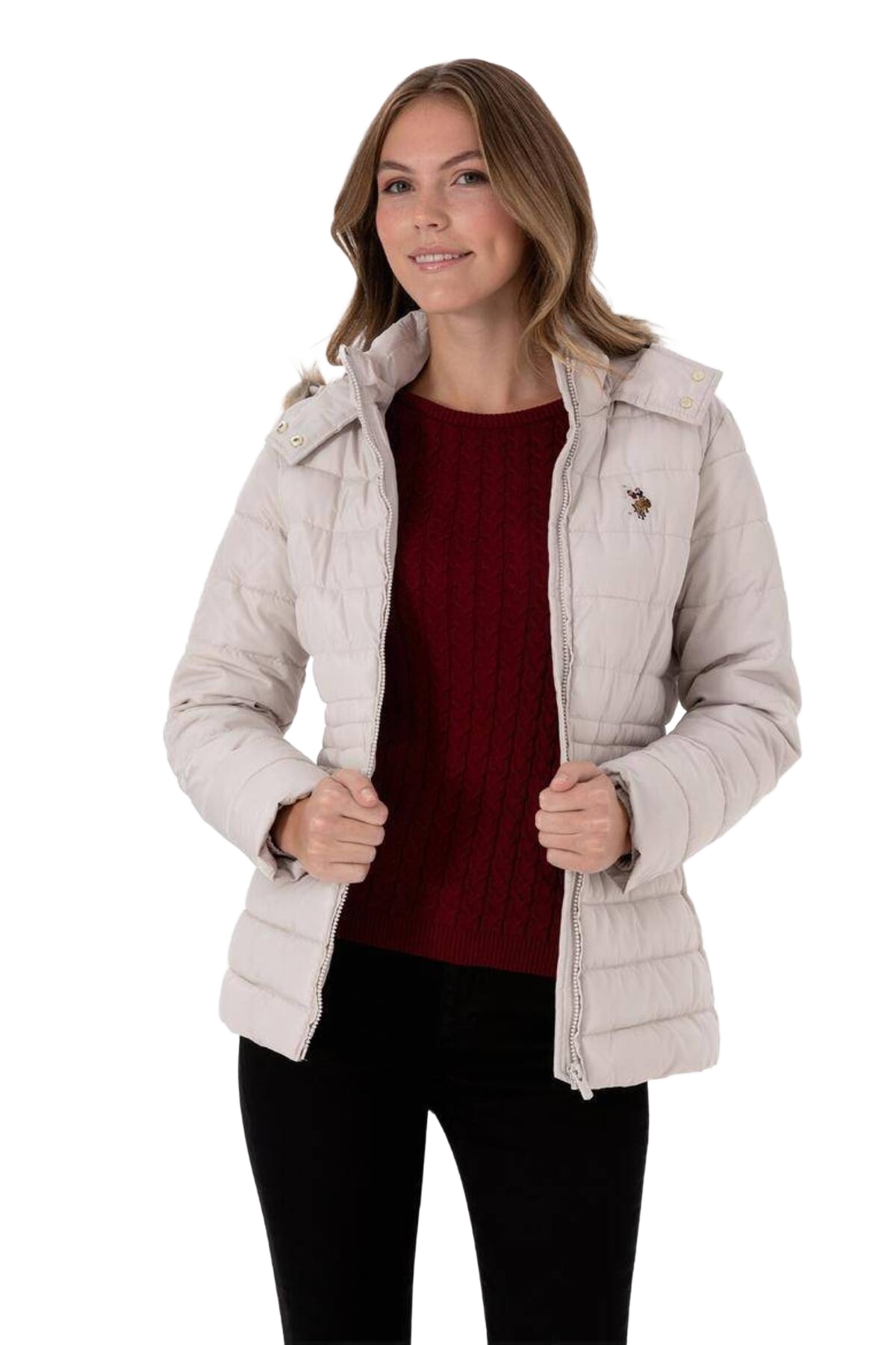 Us Polo Assn Béžová Parka Bunda S Odnímatelnou Kapucí 40 Opa