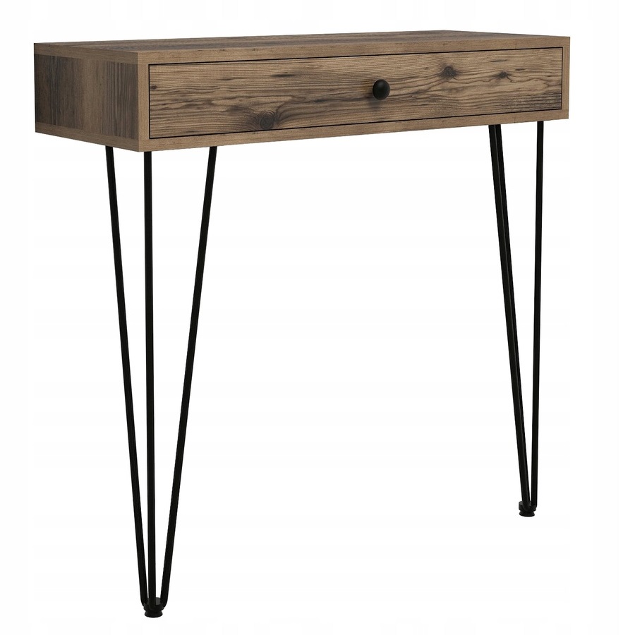 KONSOLA Z SZUFLADĄ 90cm LOFT PRZEDPOKOJU Surowy Styl Salonu Orzech Włoski