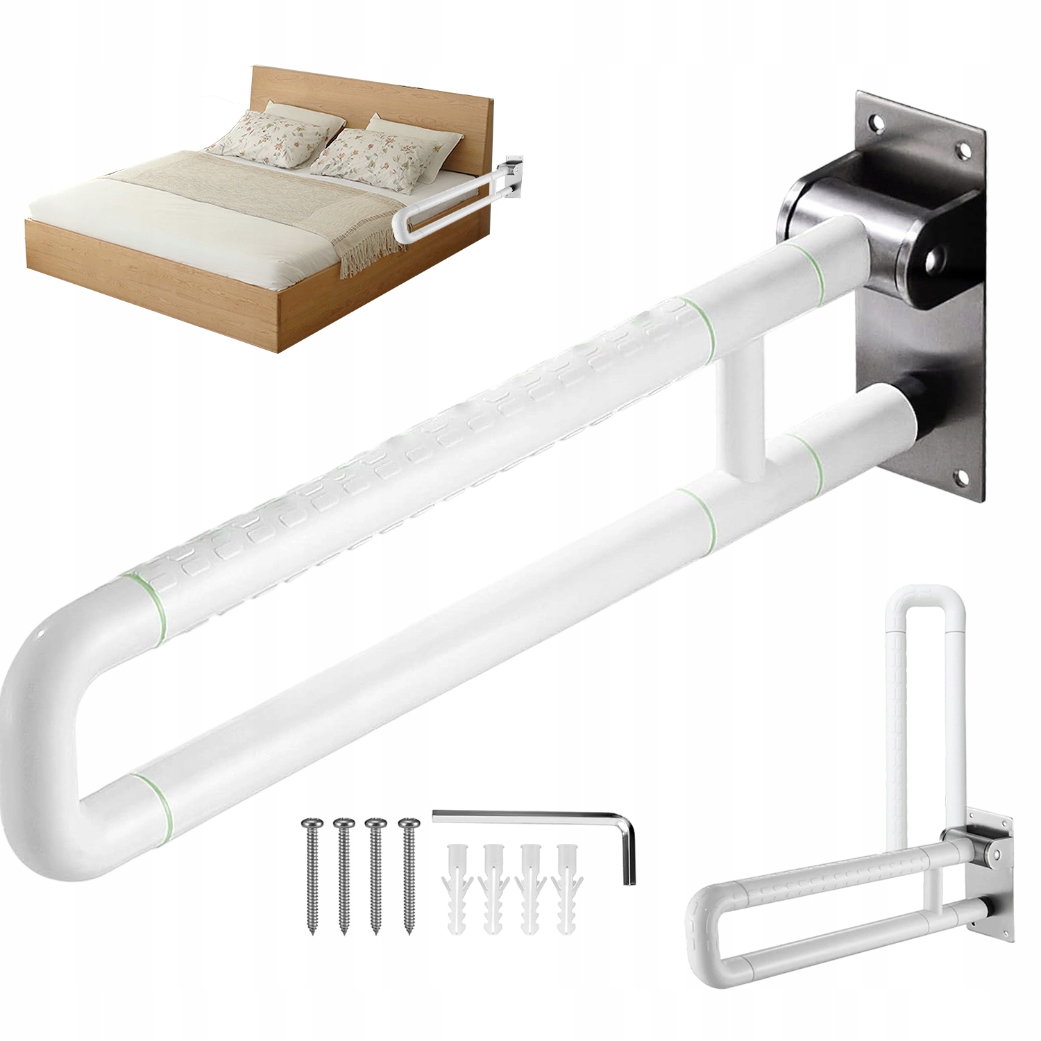 Poręcz Uchwyt Łazienkowy Wc Toaleta Uchylny Obrotowy 90° Dla Seniorów