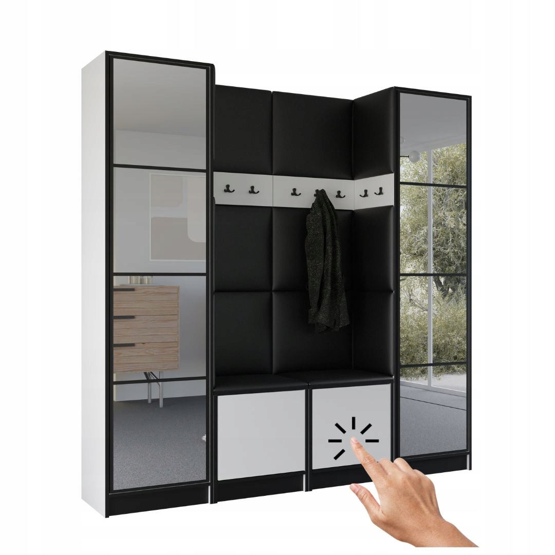 Šatní skříň Costa 18 bílá ekokůže černá Vzor 1