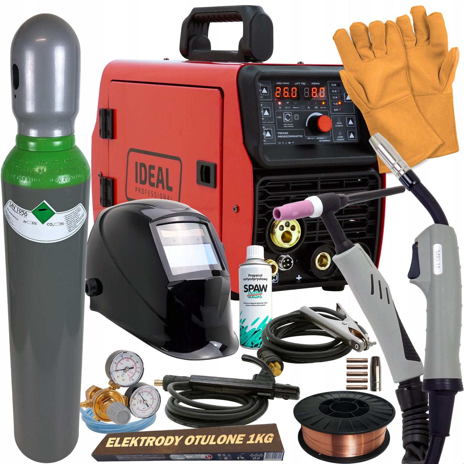Spawarka MIGOMAT 3w1 MIG 200 Synergia TIG zestaw