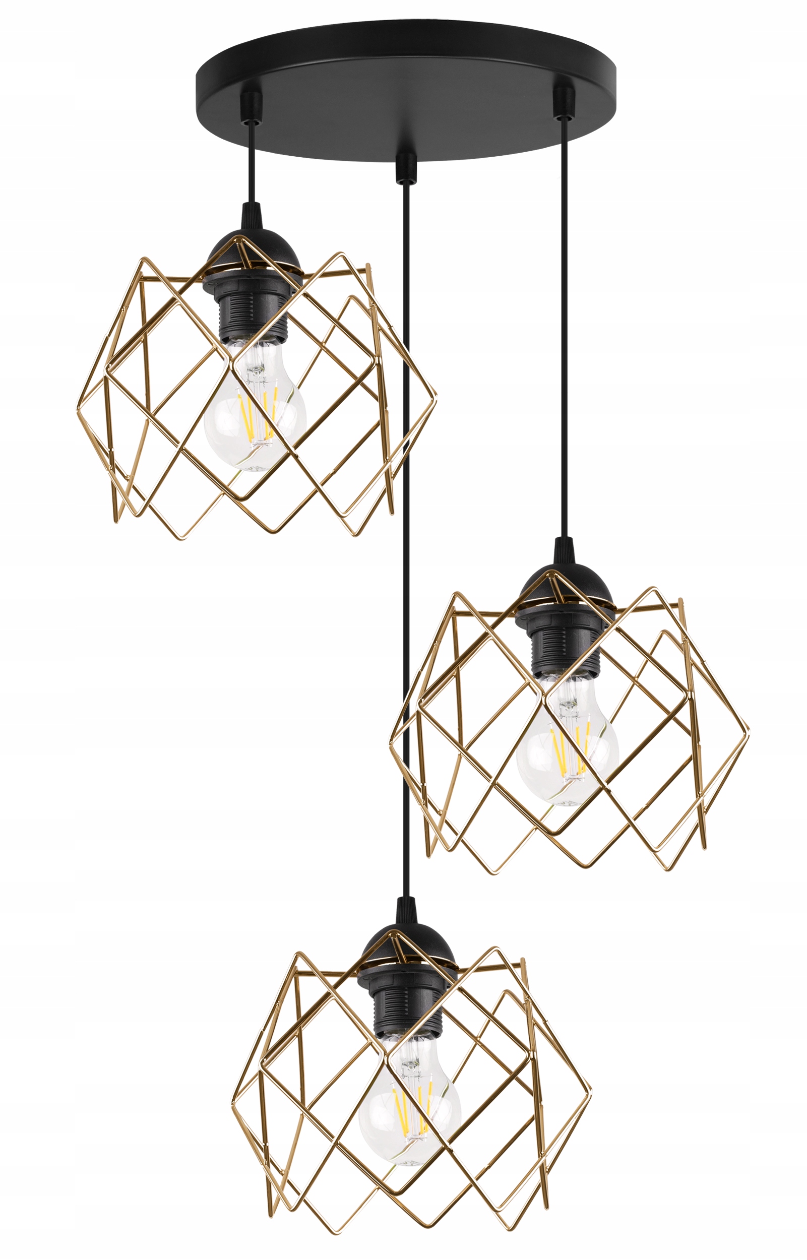 Závesná Stropná Lampa Luster Zlatá Čierna Loft Glamour Do Jedálne