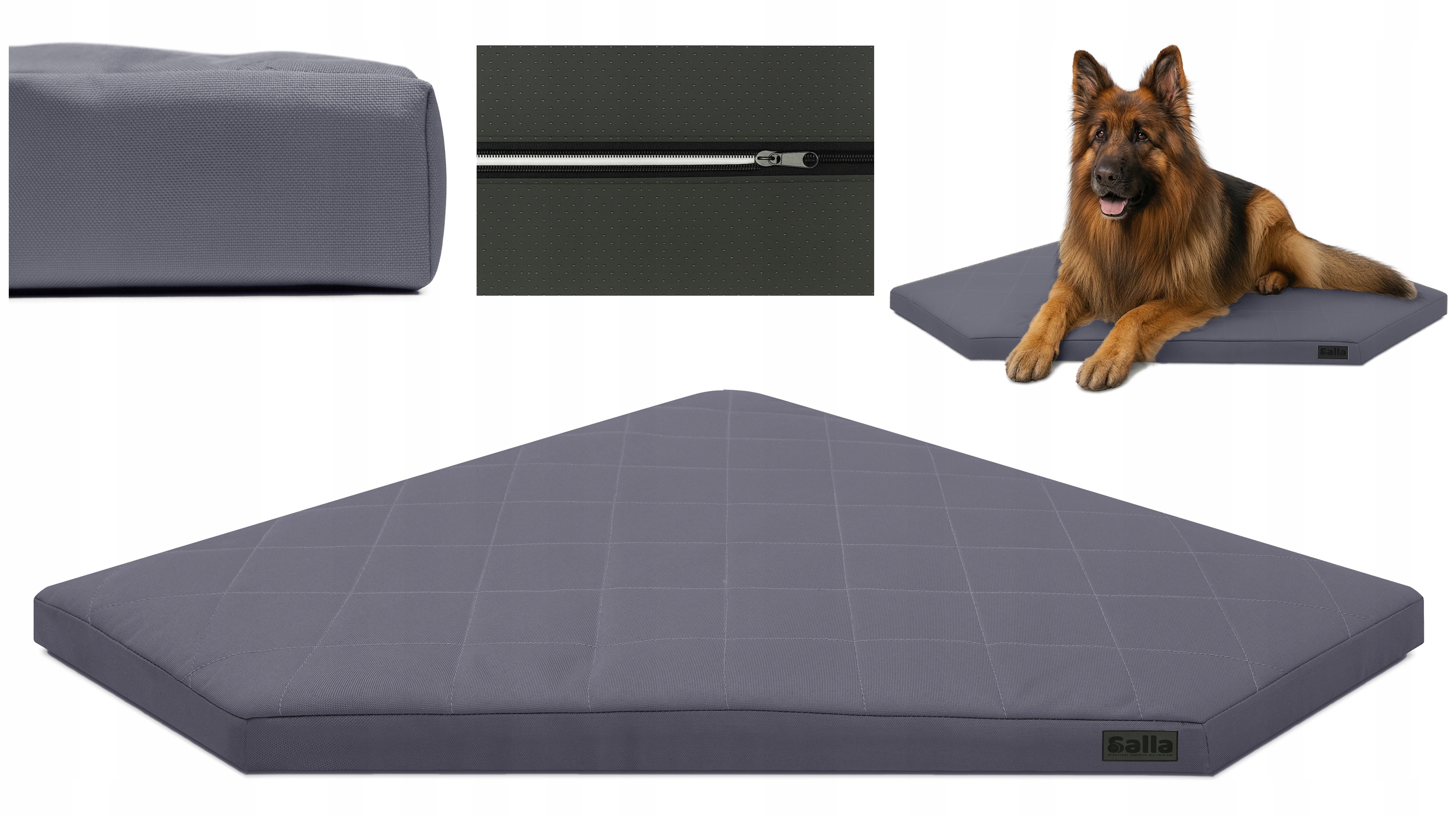 Levně Pelíšek pro psa Voděodolné pěnová matrace se zámkem 110x110 šedá