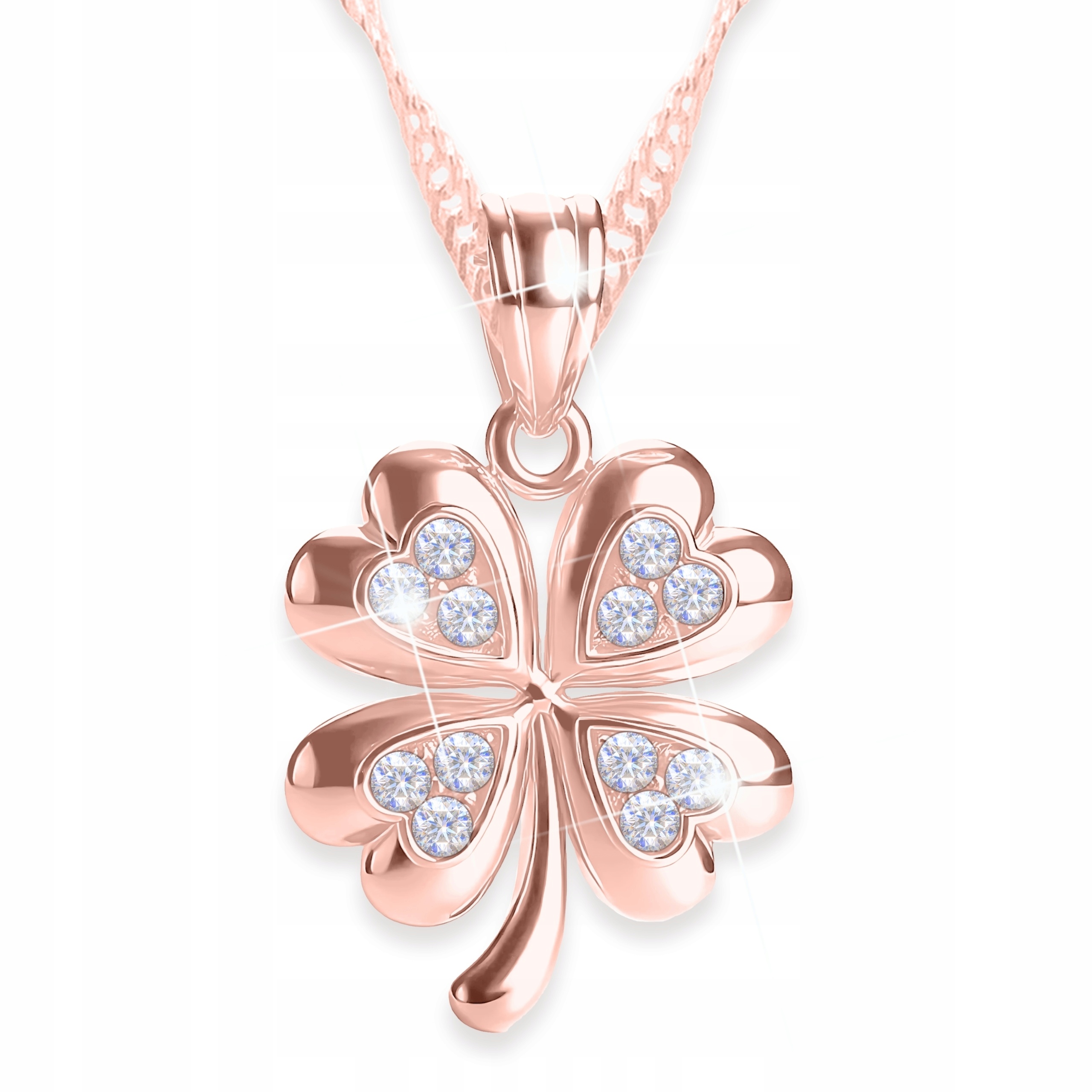 Pozlacený náhrdelník Čtyřlístek Čtyřlístek se srdíčky Jetel Stříbro 925