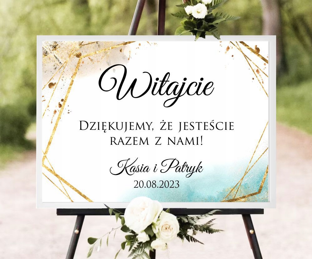 Tablica powitalna 50x70cm ślub wesele Biała Ramka Płeć uniseks