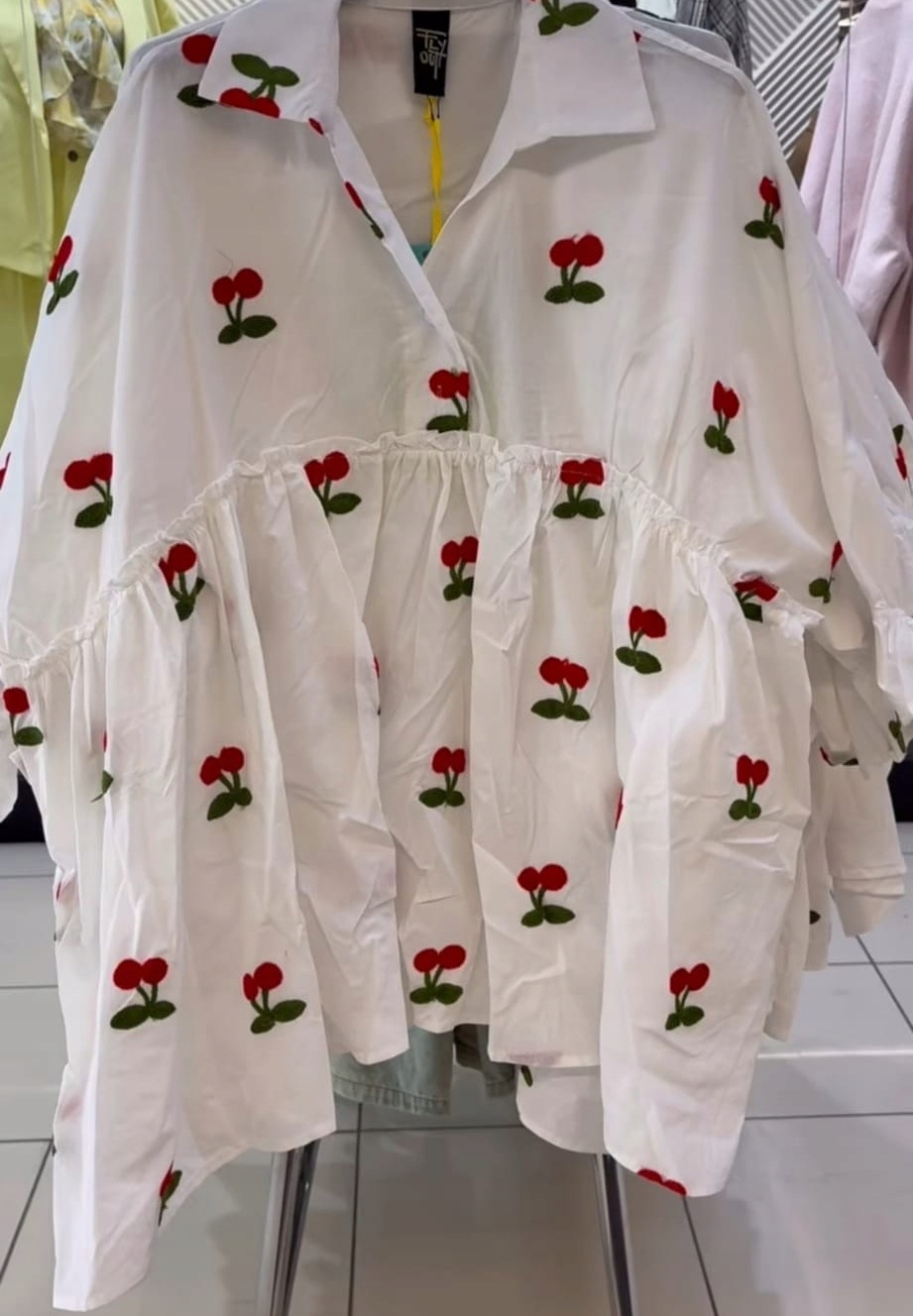 Fly Out biała/ecru bluzka tunika oversize Plus size 46/48/50 bawełna Italia