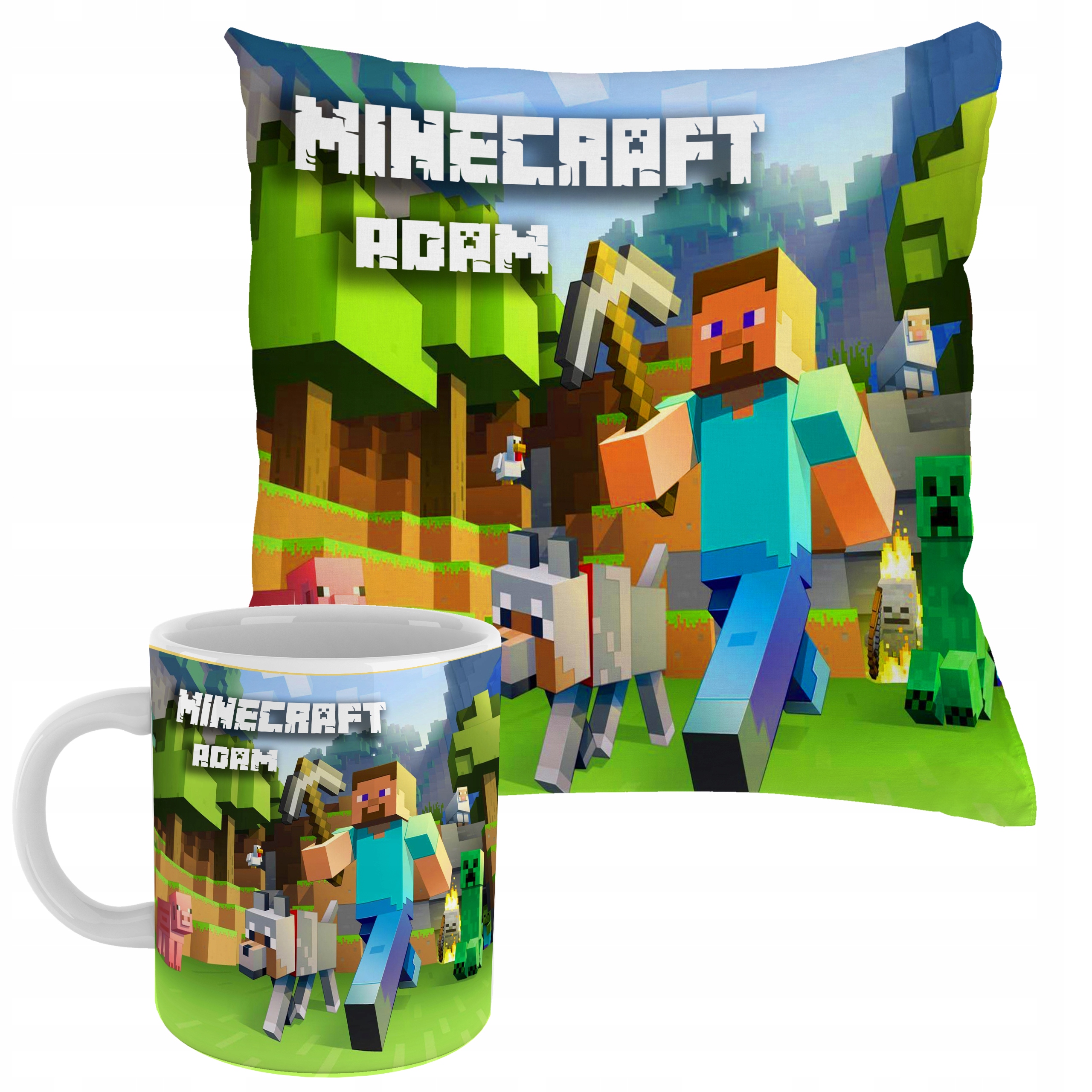 

Zestaw Poduszka Kubek Imię Minecraft Gracz