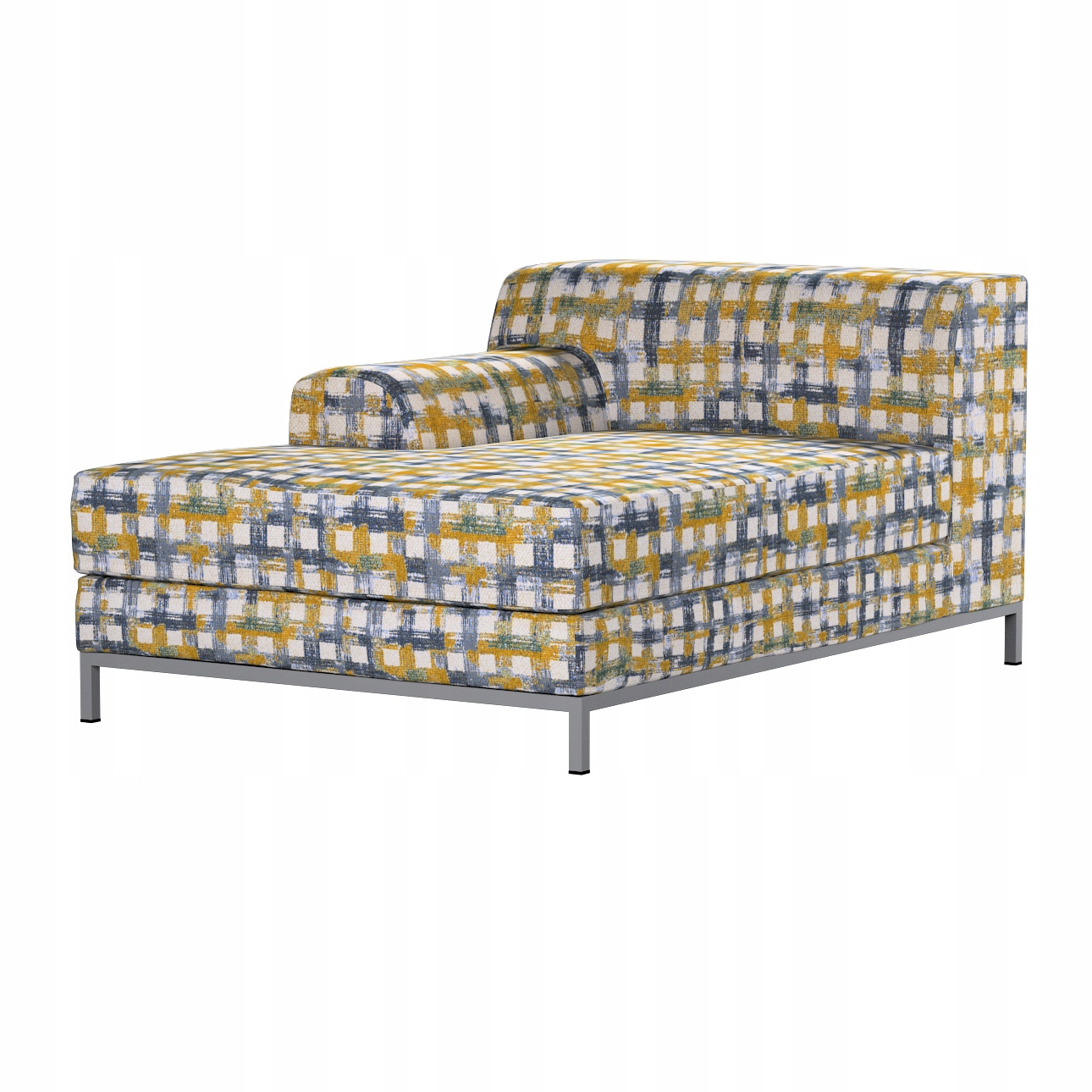 Potah na lenoška gauč Kramfors Ikea modro-žlutý s mřížkou