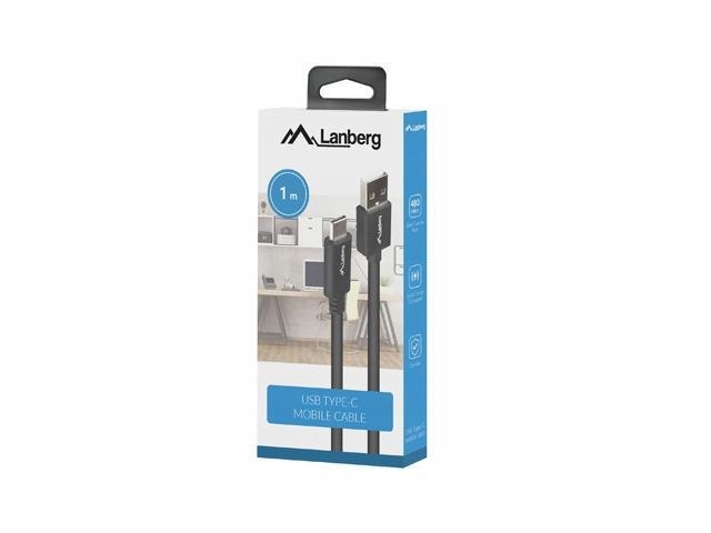 Kabel Usb 2.0 Lanberg Type-C(M) Am 1m czarny Qc 3.0 Box