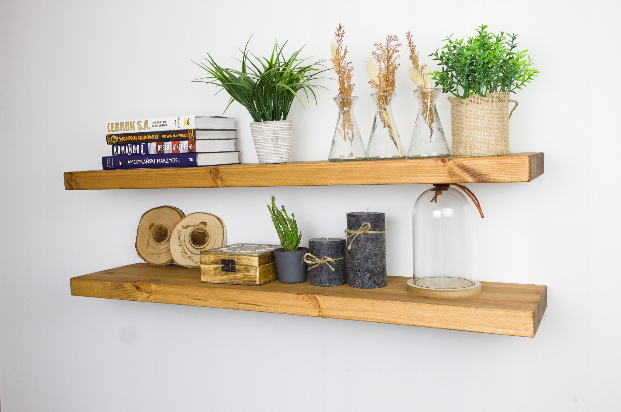 Závěsná police skrytá montáž dřevěná Rustikální nástěnná 120 cm x 25 cm