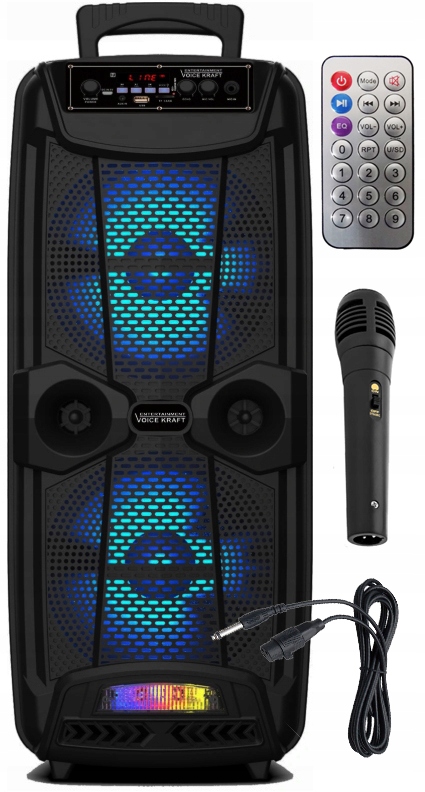 Mocna Kolumna Głośnikowa Przenośna 600W Karaoke Bluetooth Usb Sd Mikrofon