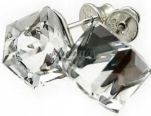 Krystaly Náušnice Stříbro Crystal Cube Certifikát