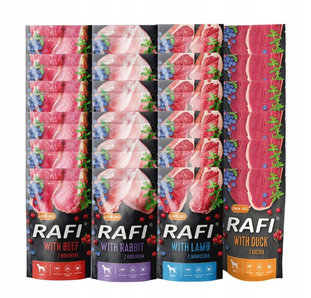 Vlhké krmivo pro psy Rafi mix chutí 24x500 g Dolina Noteci