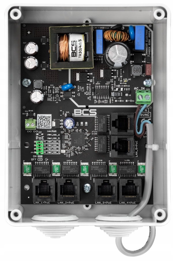 BCS-IP5/E-S-II Switch Poe Do 5 Kamer Ip 90W Monitoring Cctv Obudowa IP55
