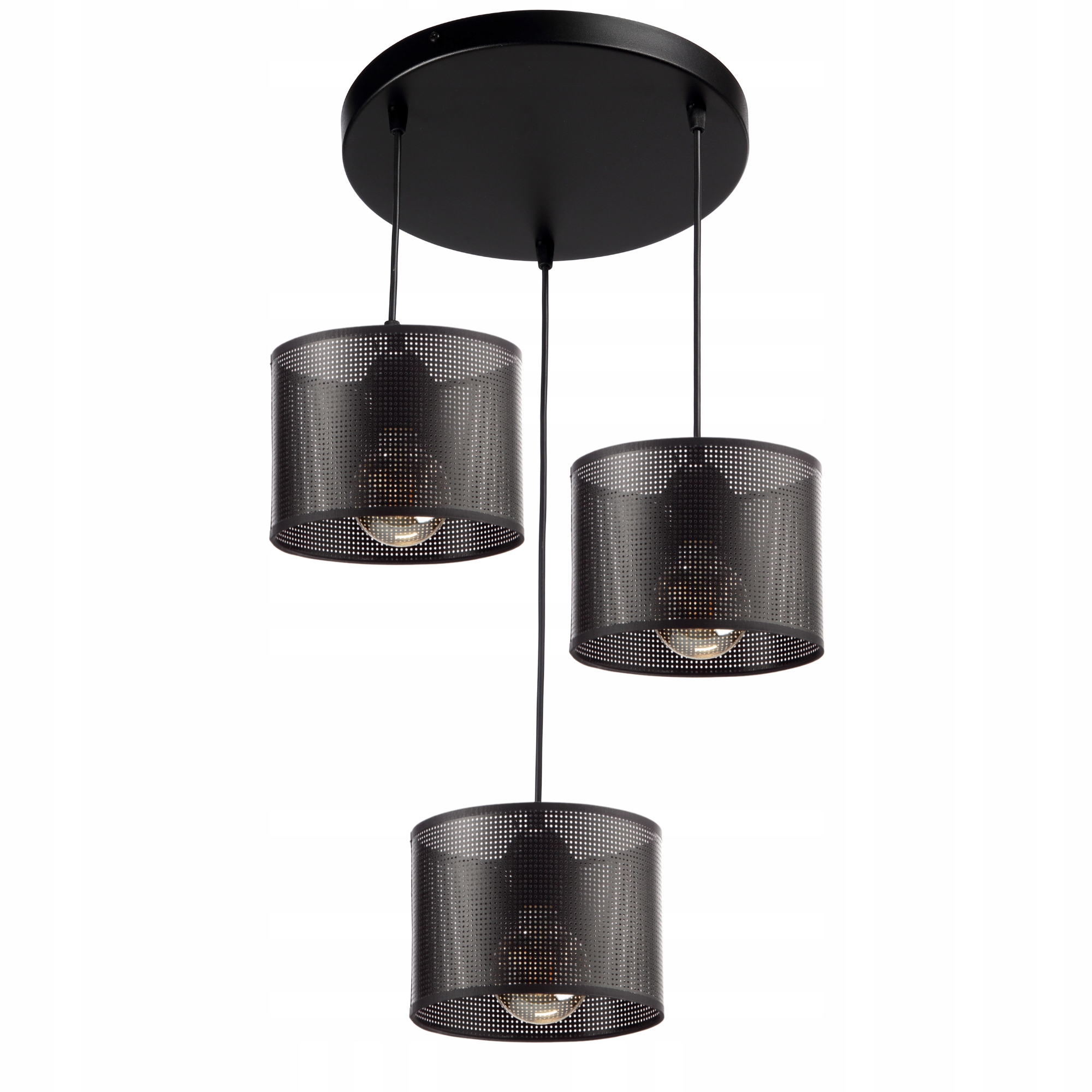 Závěsná Lampa Lustr Talíř Stínidlo S Dírkami Černá Loftová E27 Led