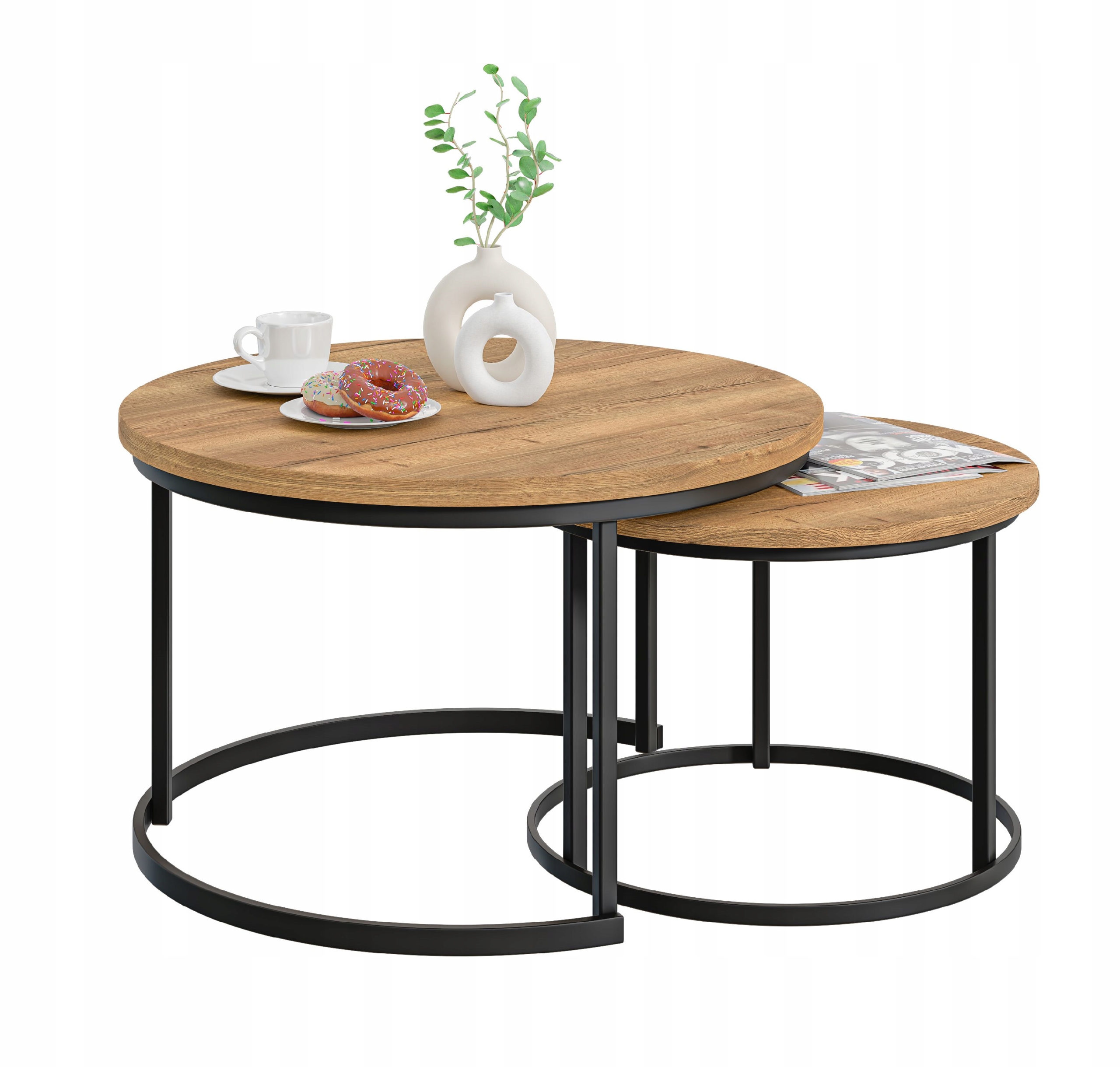 

Stolik kawowy ława 2w1 okrągły dąb artisan loft