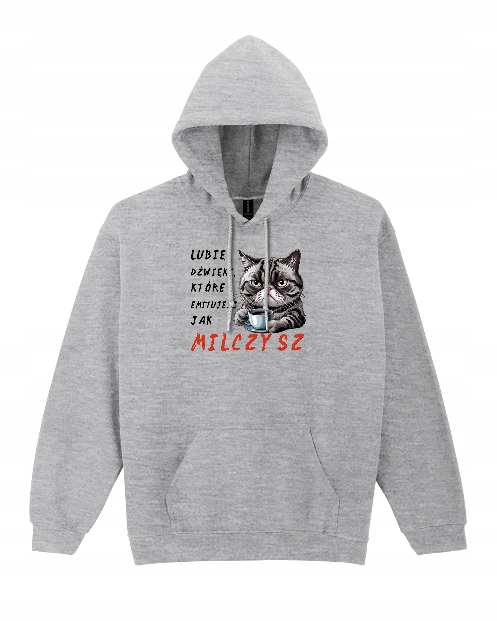 Mikina s kapucí Líbí se mi, když Mlčíš Kočka Legrační Šedá XL