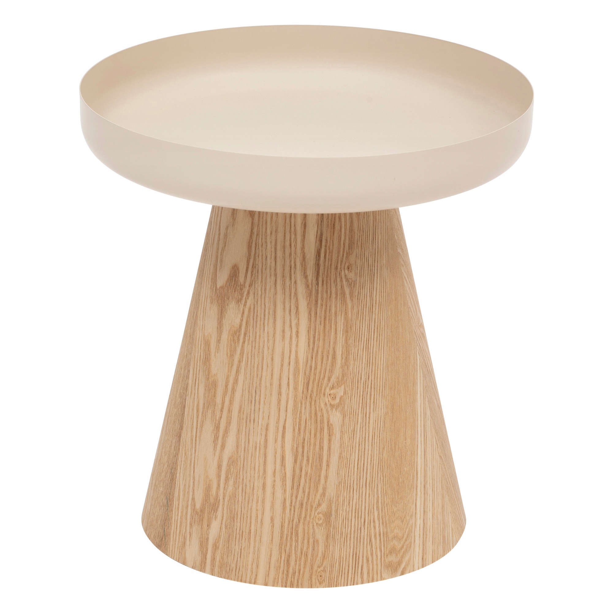 Stolik Kawowy Metalowy Ø 40 CM Wysokość 41,8 CM Beżowy Mdf