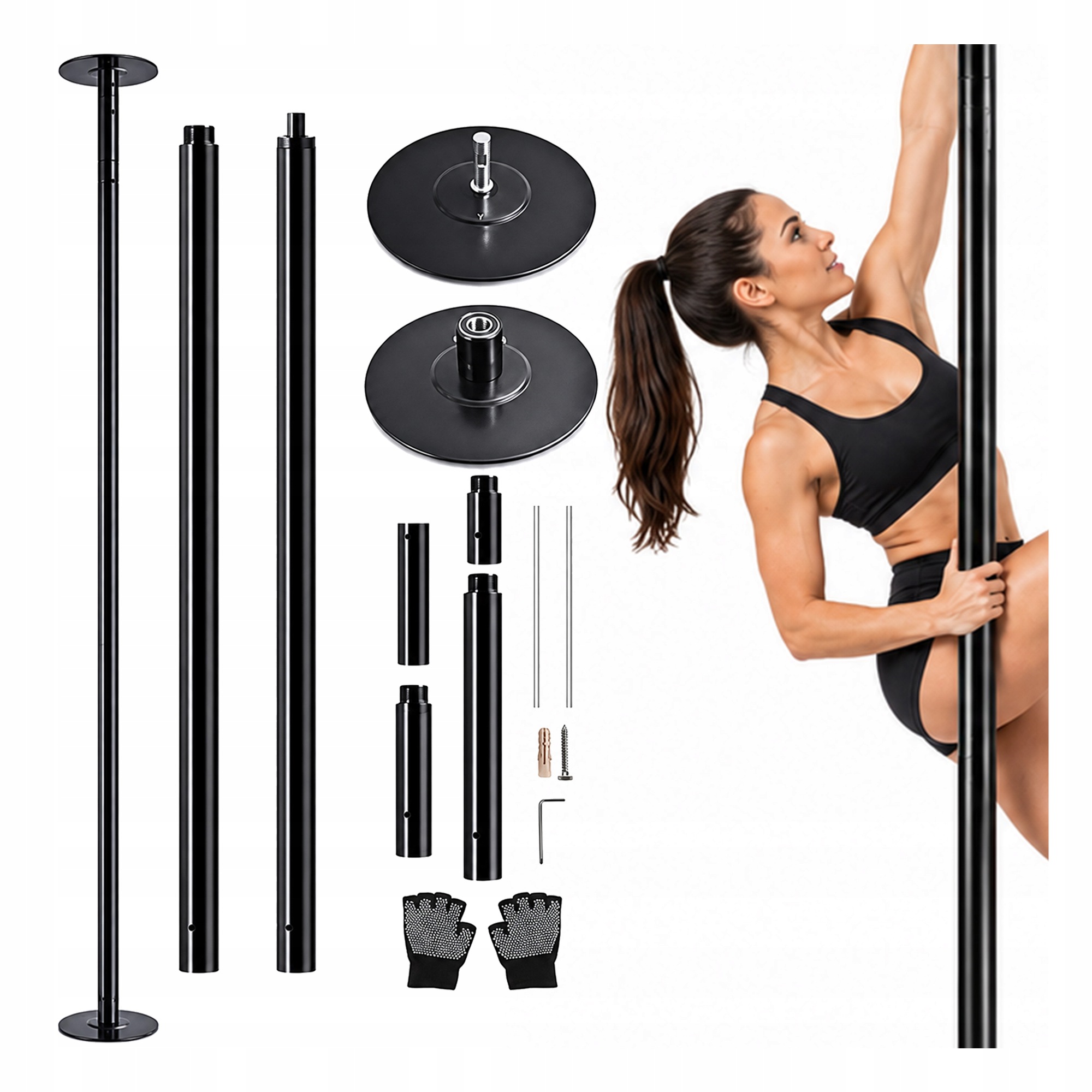 Trubka Pole Dance Nastavitelná Statická Otočná Černá 223 274 CM