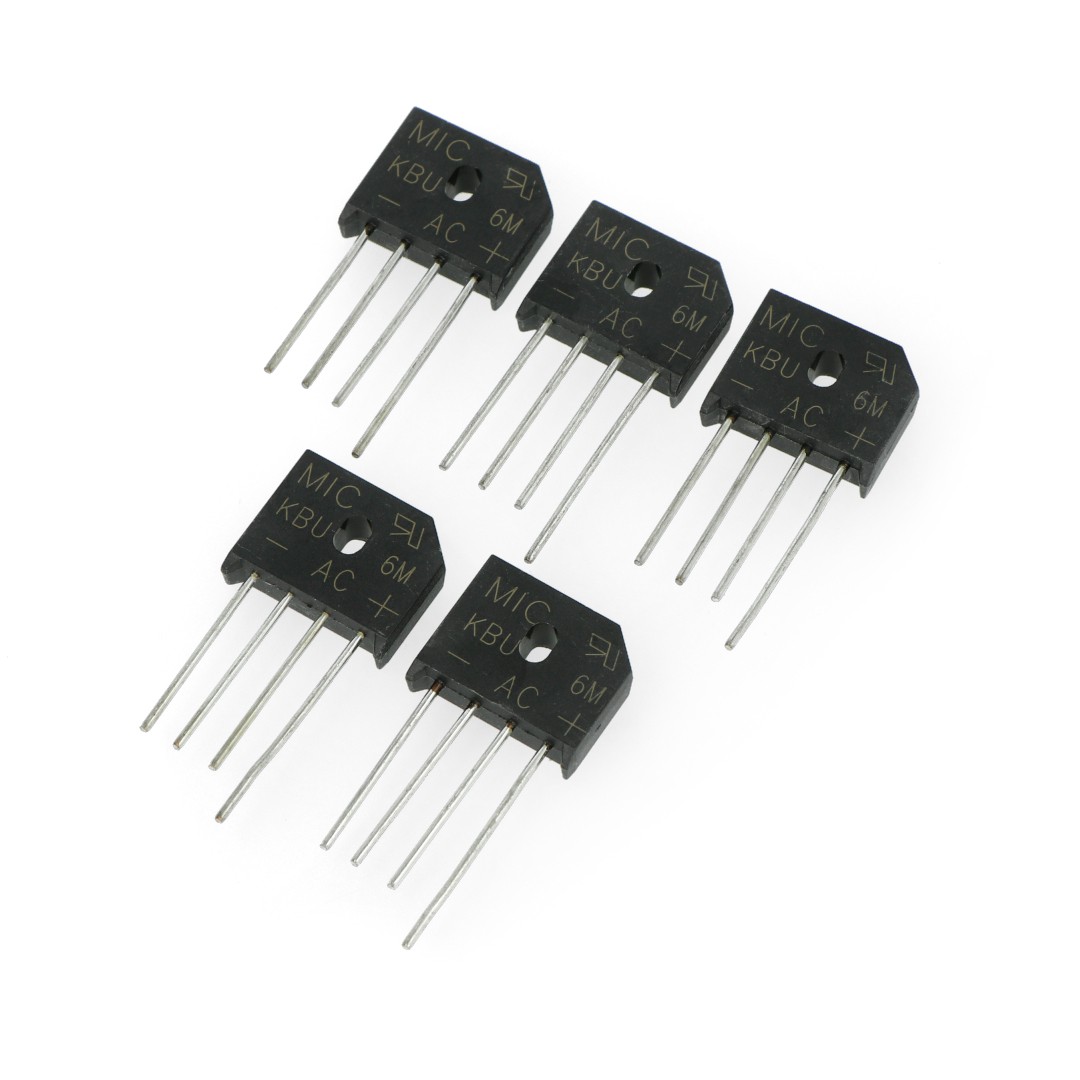 

Mostek prostowniczy KBU6M 1000V/6A płaski 5szt.
