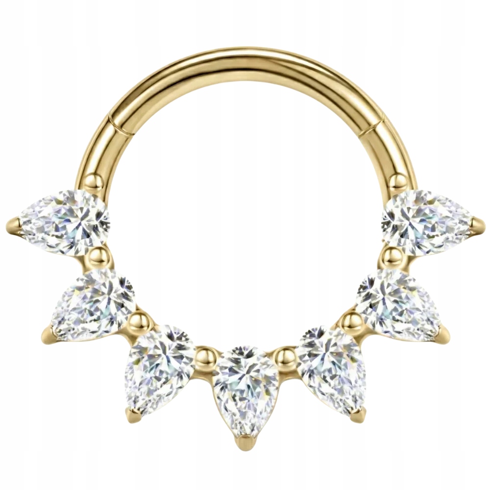 Titanový Clicker Kolečko Zirkony Malé Diamanty Piercing 1.2x8 Zlatý Daith
