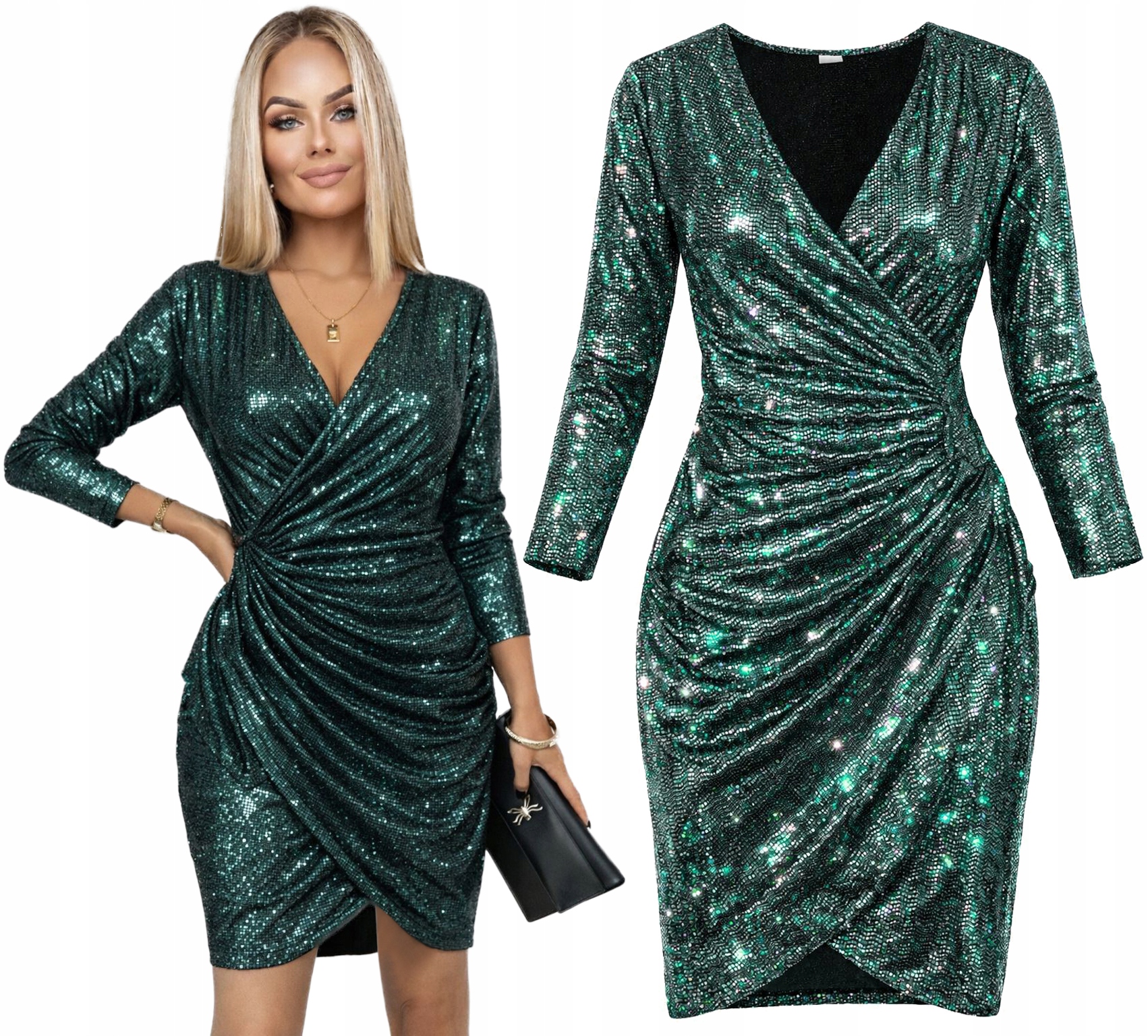 Elegantní lesklá Šaty Dámské nařasení svatební hostina párty 46 Manuela