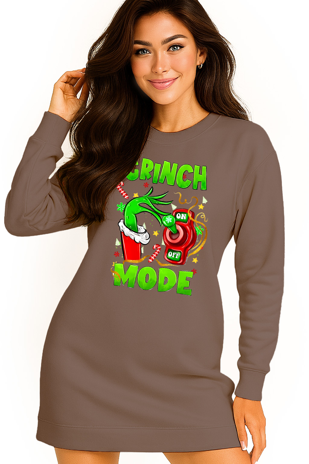 Mikina Vánoční Oversize Šaty Grinch Mode On Dárek Vánoce XL