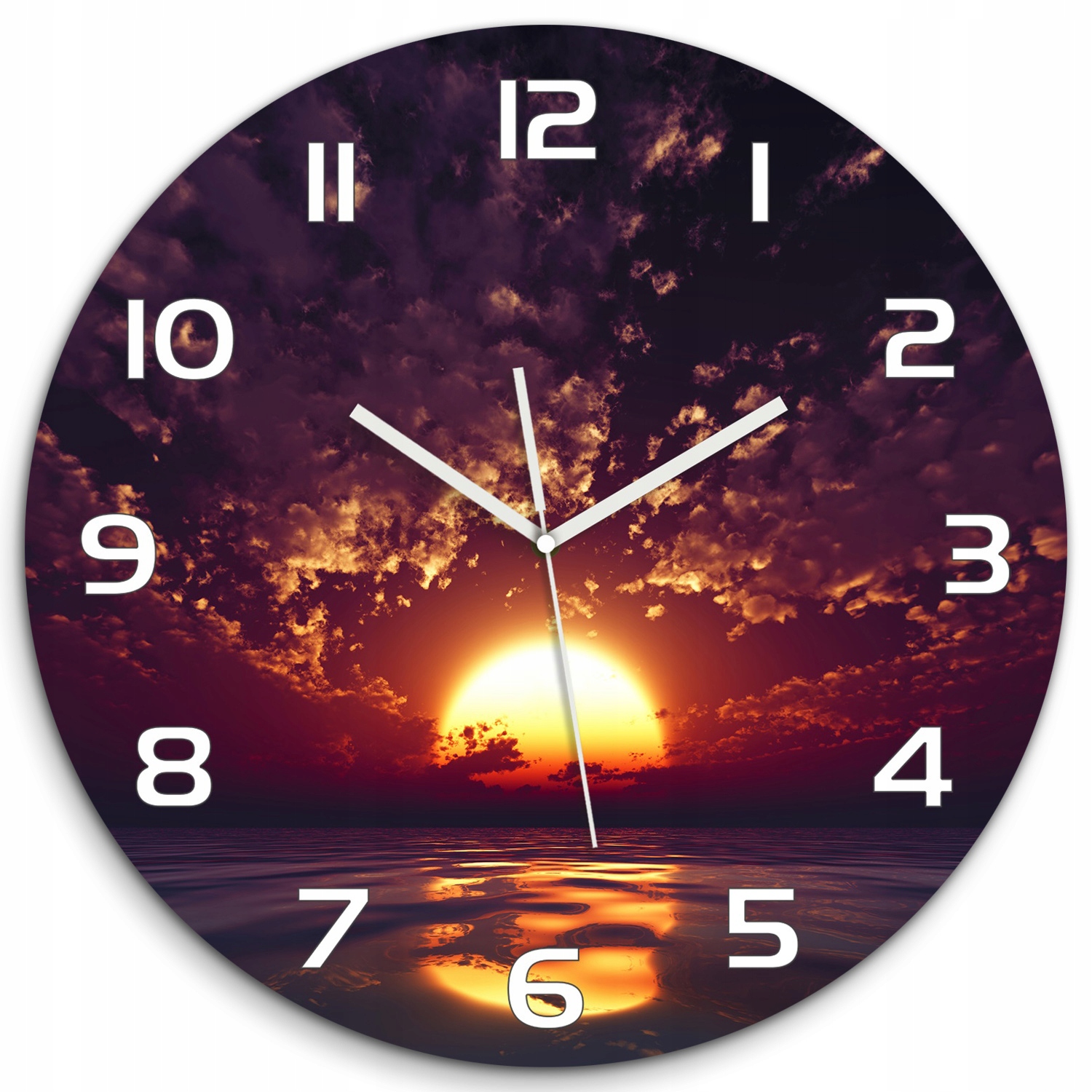 

Duży zegar szklany do salonu Zachód słońca fi 60cm