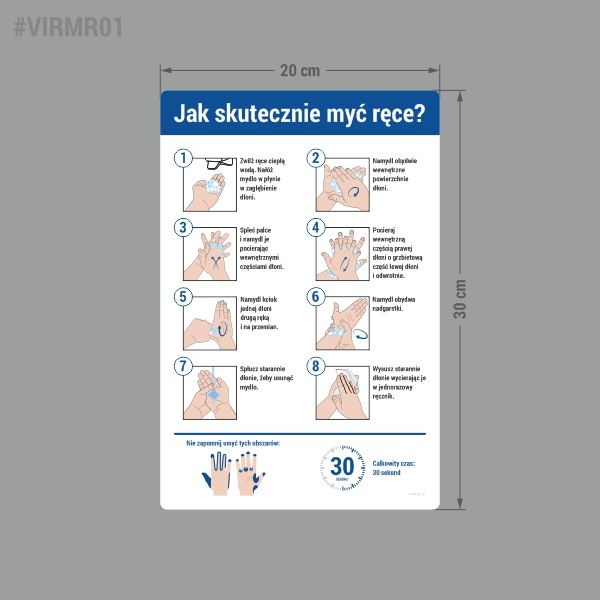 Naklejka - Instrukcja Mycia Rąk 20x30 Kod producenta VIRMR01