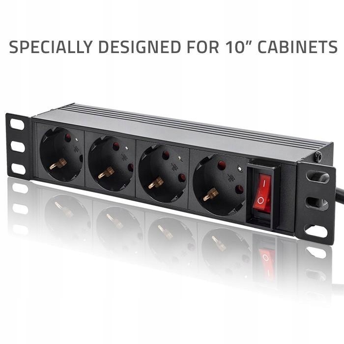 Listwa zasilająca Pdu do Rack 10'' 1U 16A 4xSchuko 1.8m