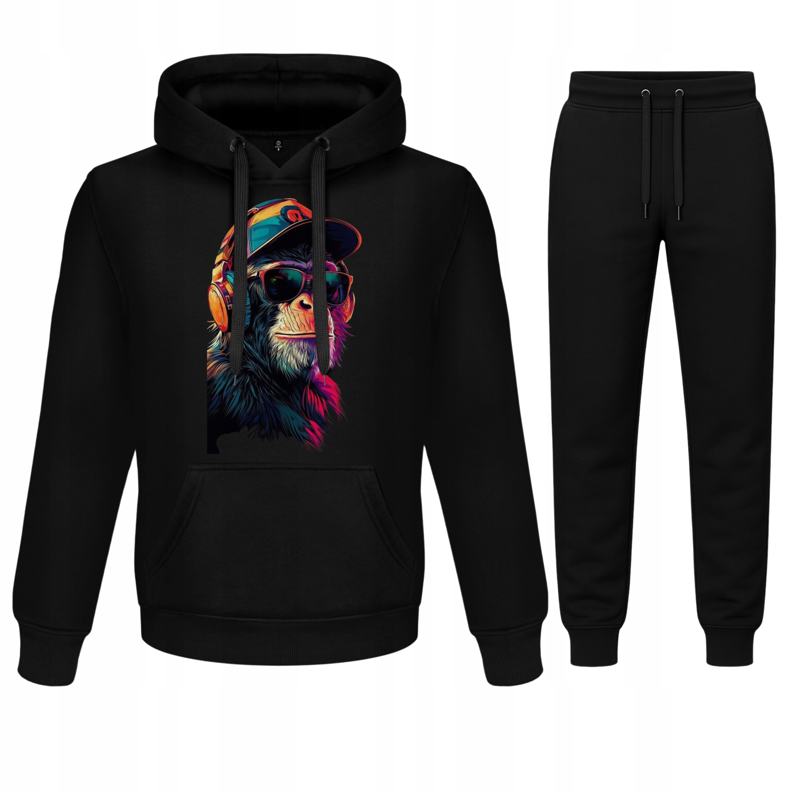 Buzia Monkey Rainbow Opice Meski Tepláková Souprava Mikina S Kapucí Kalhoty XXL