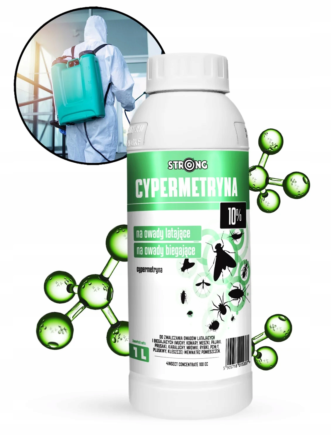 Oprysk Cypermetryna 10% Strong profesjonalny środek na muchy 1 l