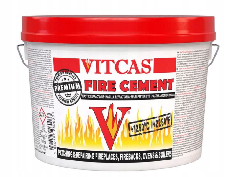 KIT MASTYKA OGNIOODPORNA 1250°C CIEMNO ŻÓŁTA 5kg Naprawa szamotu