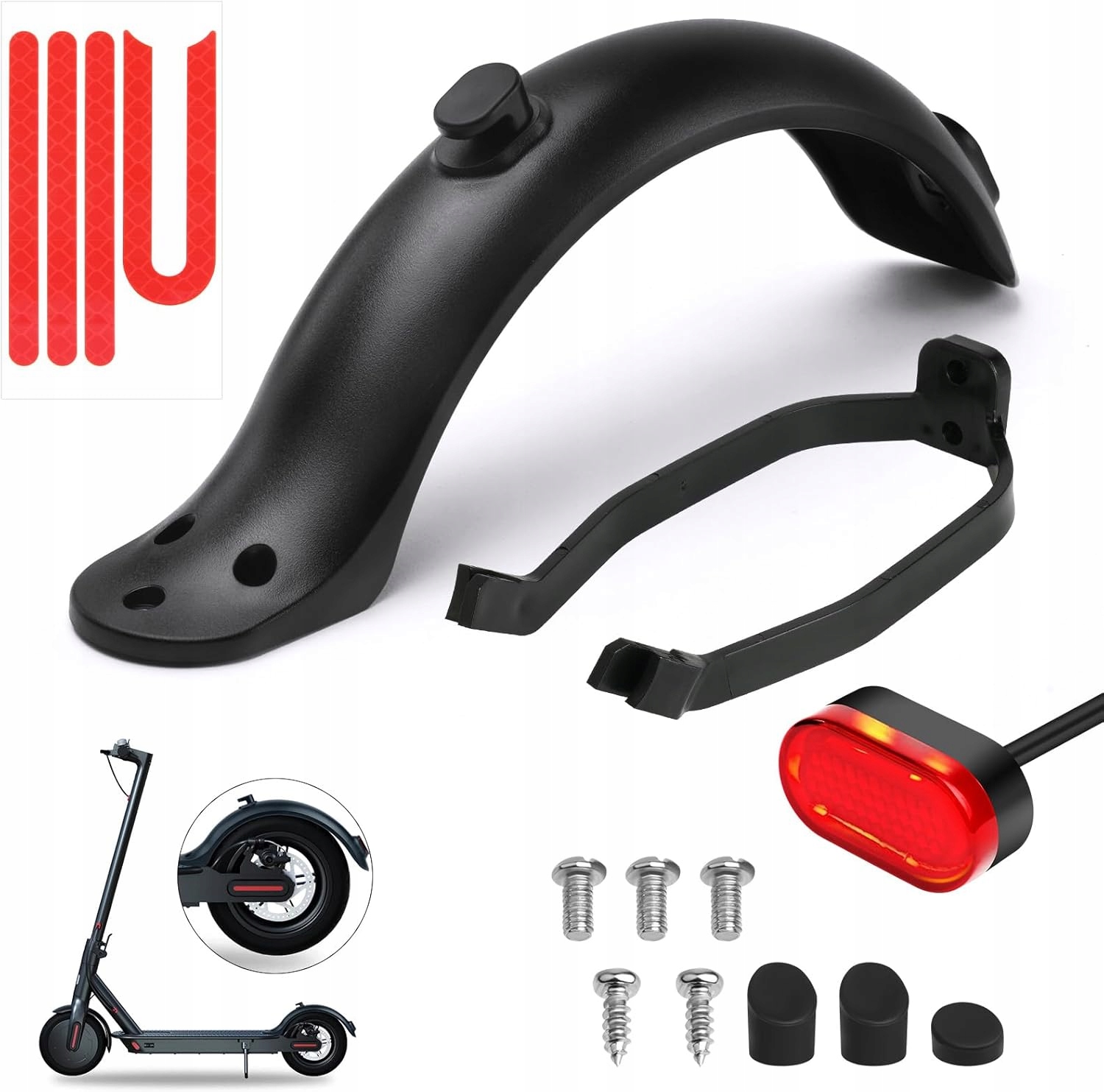 Tylny Błotnik do Hulajnogi Xiaomi m365 Wspornik i Lampka Tylnia