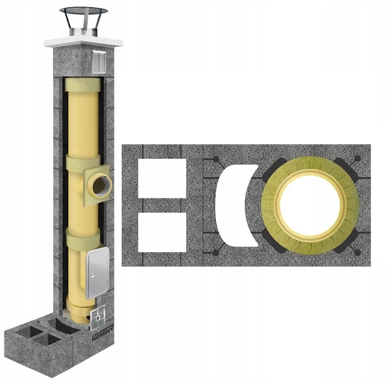 Keramický komínový systém fi 200 6 m, kompletní sada 36 x 74 cm