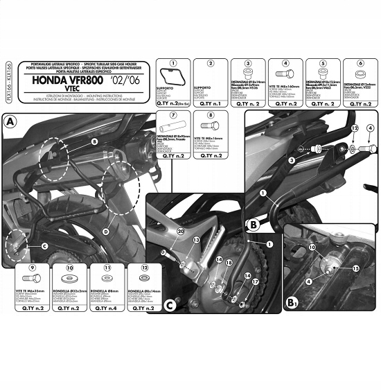 Kappa bočný rošt Honda Vfr 800 V Tec KLX166