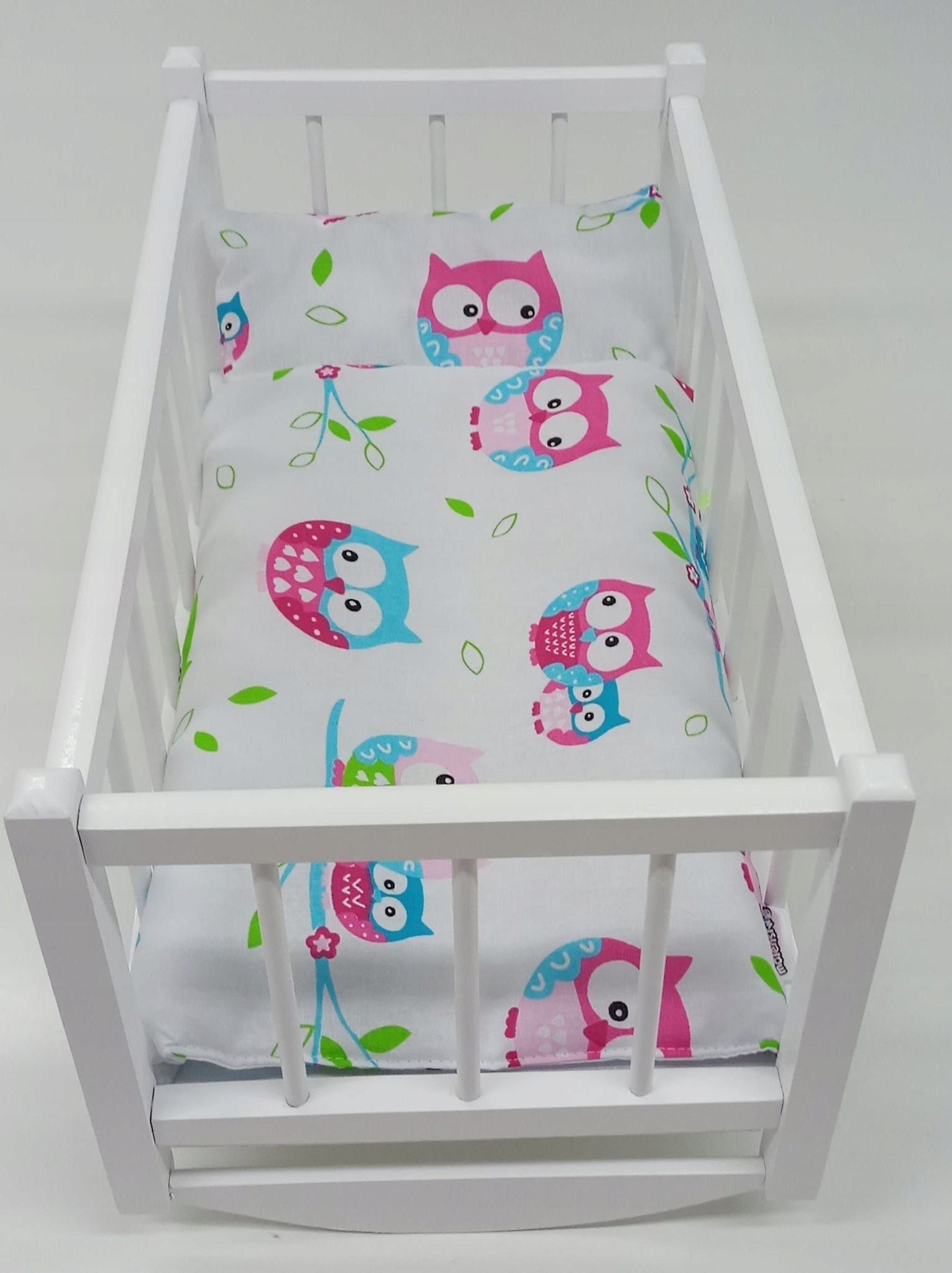 KOŁYSKA DREWNIANA dla lalek + POŚCIEL 3elementy