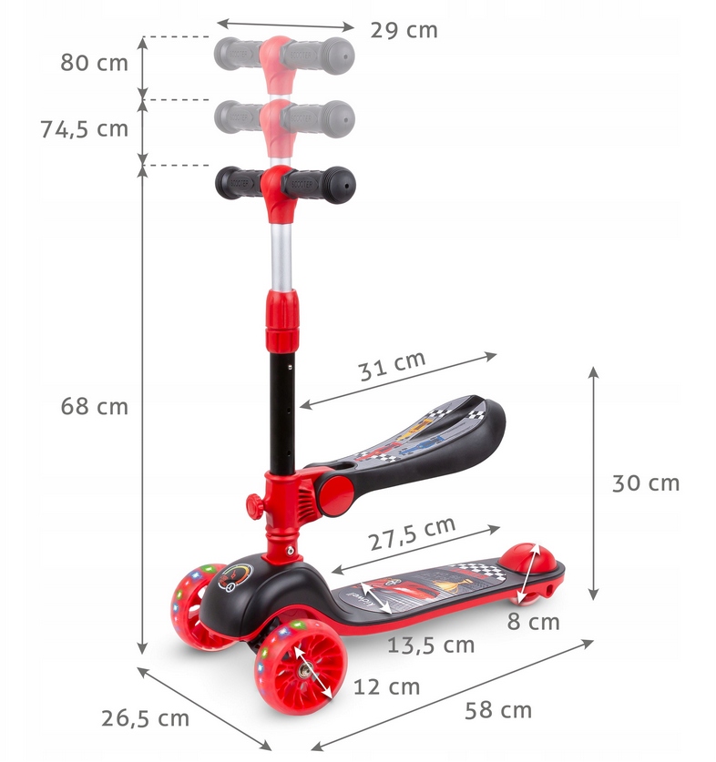 Hulajnoga balansowa 2w1 Kidwell RIMBA Jeździk LED Liczba kół 3