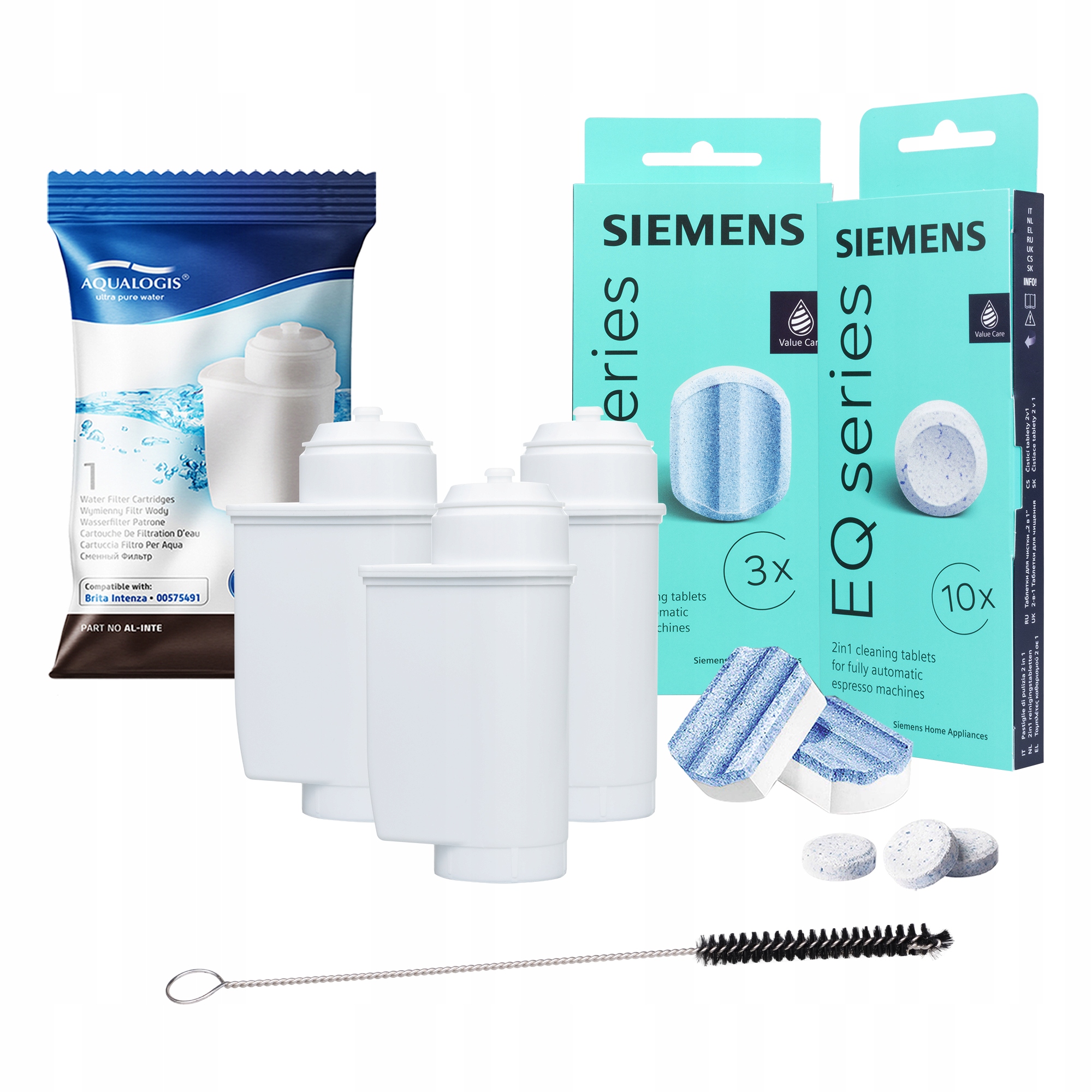 Tablety a odvápňovač Siemens 3 x filtr pro kávovar AL-Inte kartáč